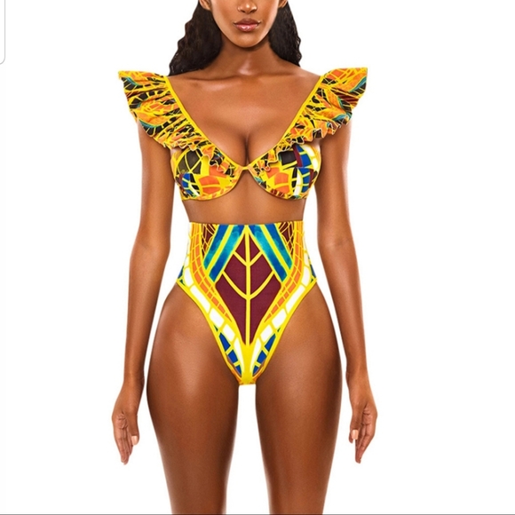New African Totem Print High Waisted Bikini - Picture 4 of 12